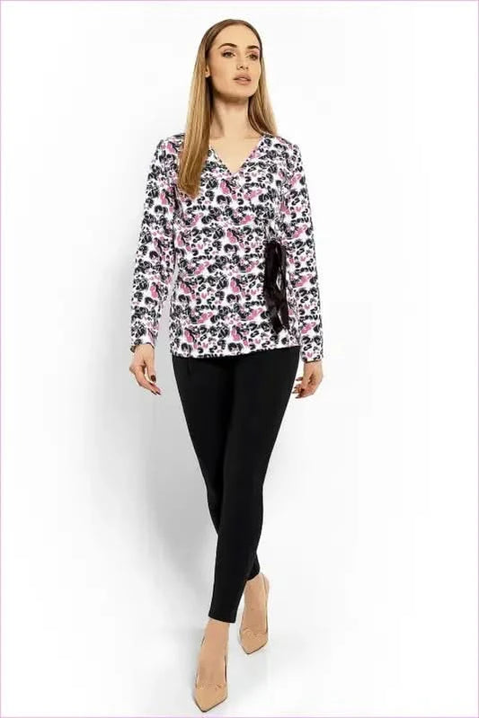 Tie Front Envelope Blouse Unique Fashion Style PeeKaBoo