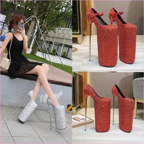 Ultra High Platform Shoes with Metal Heel Unique Shoes - Pleasures and Sins