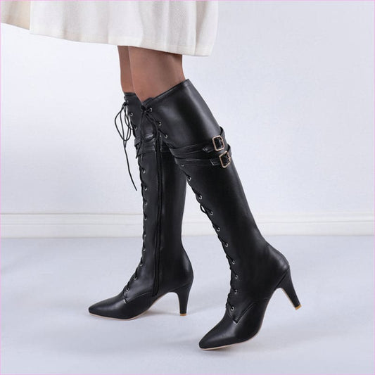 Unisex Steampunk Pointed Boots with Belt Buckle Stiletto