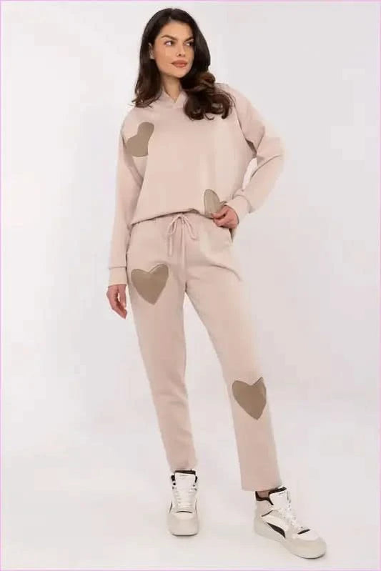 Women's Fashion Tracksuit Set Italy Moda beige one-size-fits-all