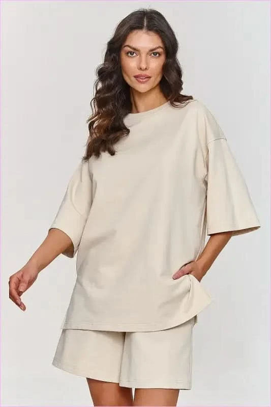 Womens Oversized Tracksuit Set for Everyday Stylings Makadamia beige 36