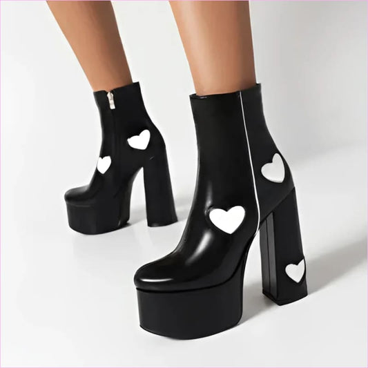Women’s Platform Boots with Color Block High Heels