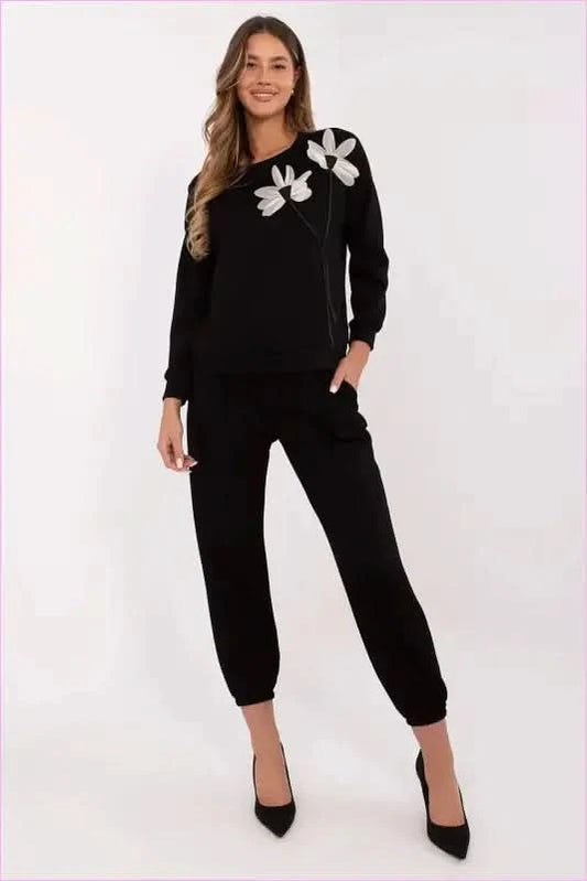 Women's Viscose Blend Fashion Set Italy Moda black one-size-fits-all